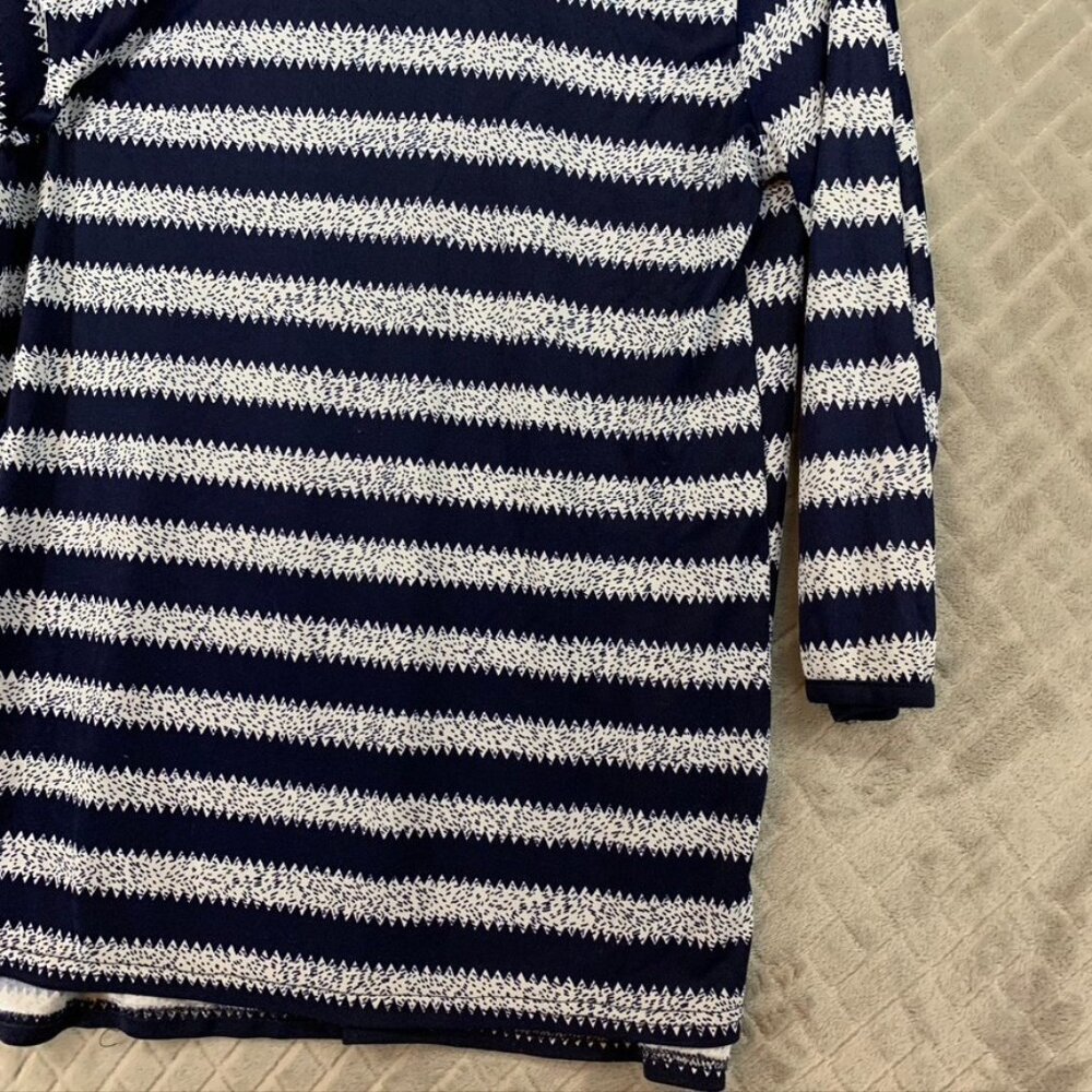Uniti Shirt Womens Small Navy Blue Striped Zig Zag 3/4 Sleeve - Picture 4 of 14